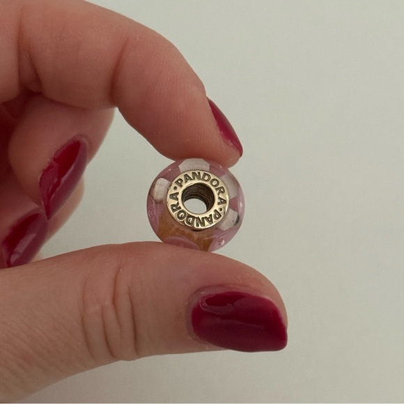 Pandora 14K Yellow Gold Mystic Bead Murano Glass Rare Retired Charm - Picture 2 of 8
